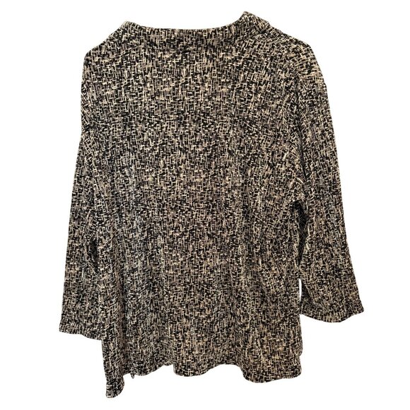 Coldwater Creek Womens XXL Black & Beige Abstract Button-Front Blouse 3/4 Sleeve - Picture 7 of 7
